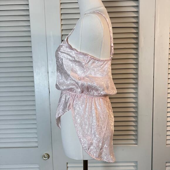 Natori Pink Satin Lace Bodysuit Small Vintage Style Lingerie Teddy Sleepwear - Picture 3 of 7